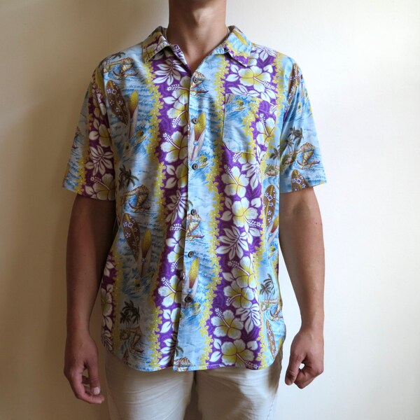 Colorfull Hawaii Chemise Homme Manches Courtes Boutons Up Hawaii Shirt Fory Party Taille XL