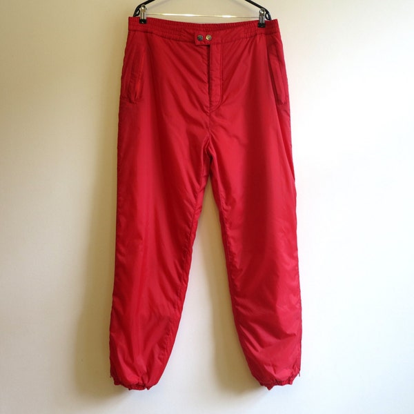 Vintage Hot Red Womens Ski Pants Red Ski Suit Pants Snowboard High Waist Sporty Trousers Warm Pants 2 Extra Large Size