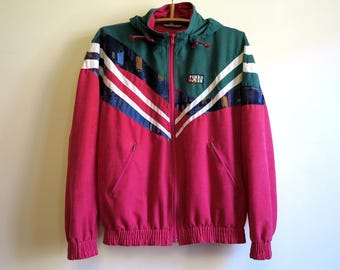 Chaqueta con capucha vintage para hombre, color fucsia, rosa, verde, ligera, parka deportiva, chaqueta de manga larga, talla grande