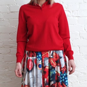 Hot Red Womens Sweater Knitted Pure New Wool Sweater Womens Pullover Red Wool Jumper Long Sleeves Sweater Medium Size