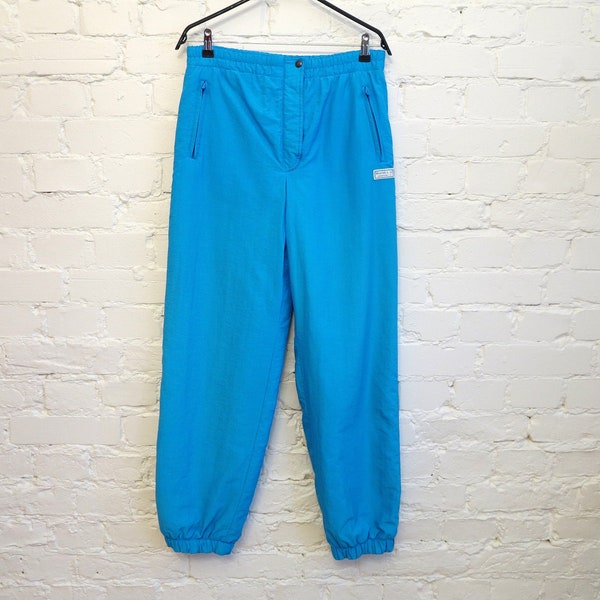 Vintage Turquoise Blue Womens Ski Pants Blue Ski Suit Pants Snowboard High Waist Sporty Trousers Medium to Large Size