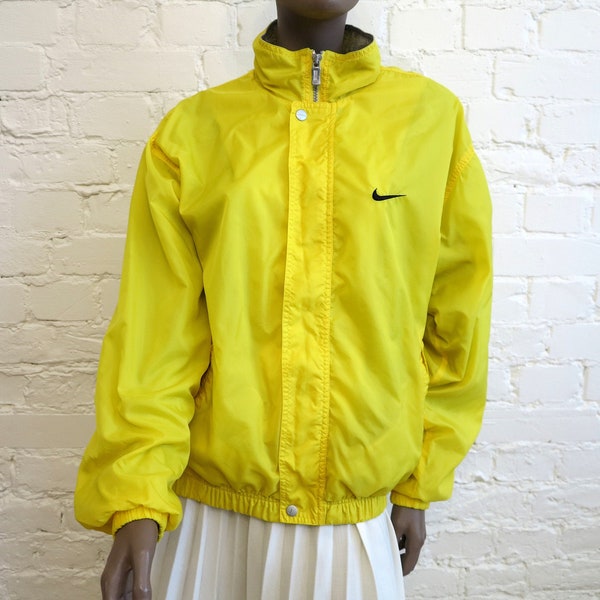 Unisex Vintage Nike Hipster Jacket Windbreaker Yellow Lightweight Parka Oversized Sports Jacket Medium Size