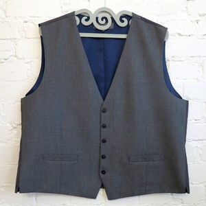 Mens Dark Blue Striped Vest Formal Fitted Vest Edwardian Victorian Renaissance Steampunk Waistcoat S Size