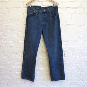 Vintage 1980er Levis 501 Jeans High Waist Unisex Blau ausgewaschen Grunge Hose Americana Boyfriend Jeans Loose Fit Tapered Hose W 34 L 32