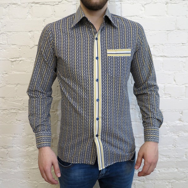 Mens White Dress Shirt Black Buttons Etsy