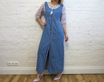Denim Maxi Dress - Etsy