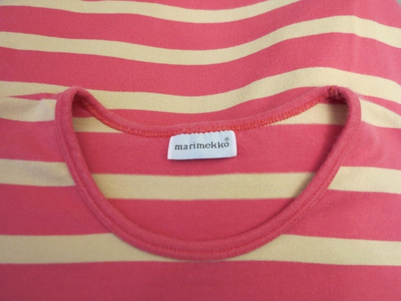 MARIMEKKO Womens Shirt Pink Beige Striped T Shirt… - image 5