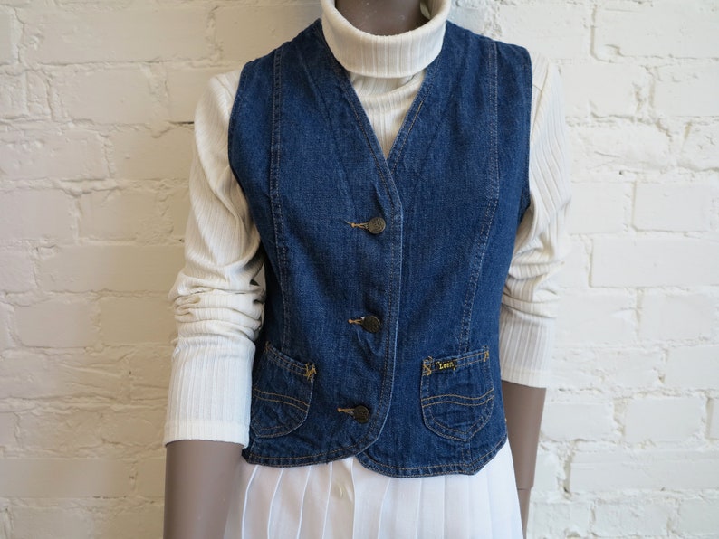 LEE Denim Vest Blue Denim Womens Vest Fitted Jeans Waistcoat Country
