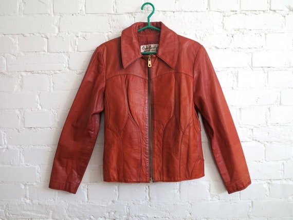 Vintage 70's Caramel Brown Genuine Leather Jacket