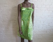 MARIMEKKO Womens Dress Salad Green Vintage Dress Strap Pencil Dress Knee Floral Cotton Dress Medium Size