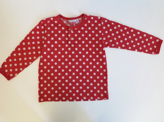 MARIMEKKO Kids Shirt Red White Polka Dot Girls Ju… - image 2