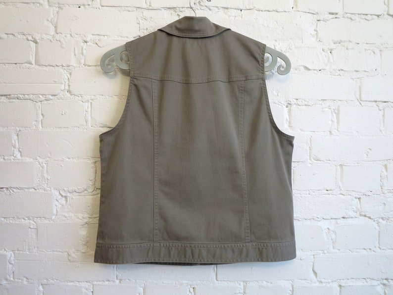 Womens Khaki Vest Stretchy Cotton Vest Long Womens Vest Light Etsy