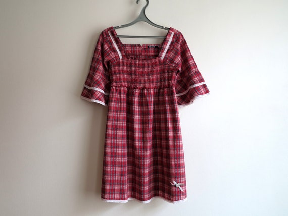 red tartan plaid dress