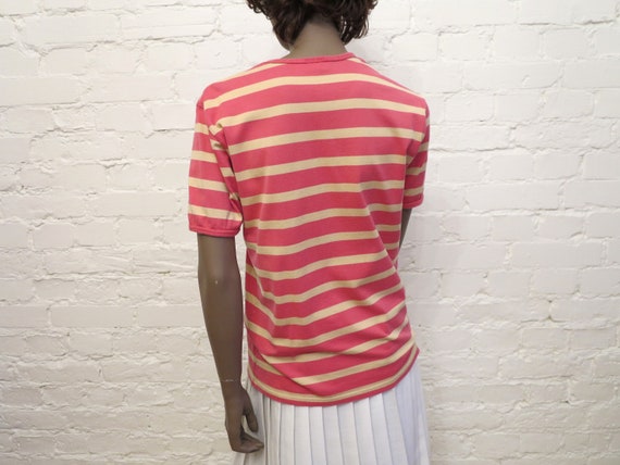 MARIMEKKO Womens Shirt Pink Beige Striped T Shirt… - image 4