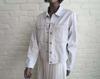 Pale Gray Denim Jacket Womens Jeans Jacket Vintage Denim Blazer Ladies Jacket Gray Cotton Jacket Medium Size