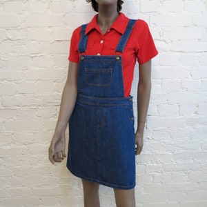Blue Denim Jumper Dress Overall Bib Dress Cotton Jeans Sarafan Mini Skirt Skirtalls Grunge Jumpsuit Hipster Small Size