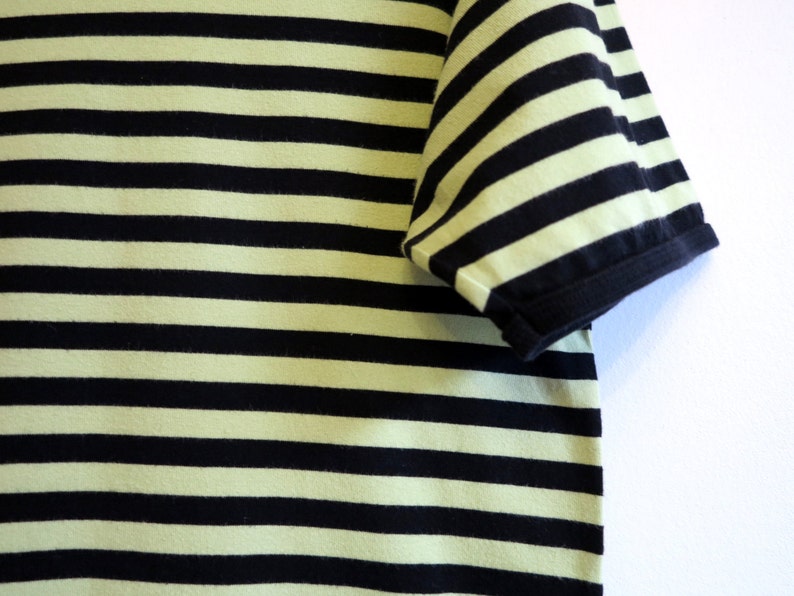 MARIMEKKO Mens Shirt Nauical Black Lime Green Striped Sailor | Etsy