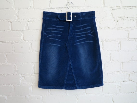 Royal Blue Womens Skirt Stretchy Corduroy Mini Sk… - image 1