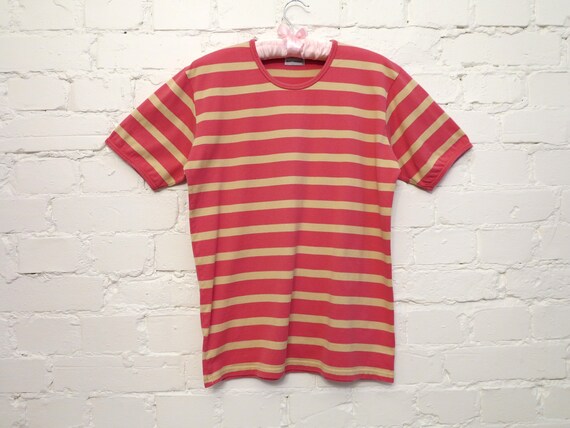 MARIMEKKO Womens Shirt Pink Beige Striped T Shirt… - image 3