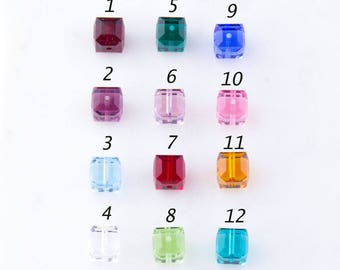 8mm Cube Faceted (#5601) Swarovski Crystal Beads, Birthstone, Birthday Gift, Mothers Day, Birth Month,Multicolor, Priced per 10 pieces, CB08