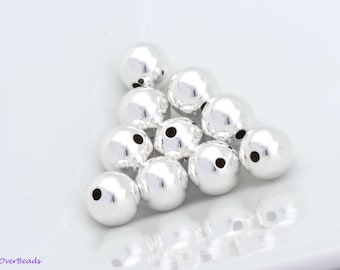 10MM - 4, 20, or 50 pcs .925 Sterling Silver Round Spacer Beads, SEAMLESS, POLISHED, Made in the USA, High Quality OV16