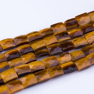 Tiger Eye Faceted Rectangular Beads, Cushion Beads, Semi-Precious Gemstones, Center Drilled, Loose Beads, Priced per Strand, GS006TE