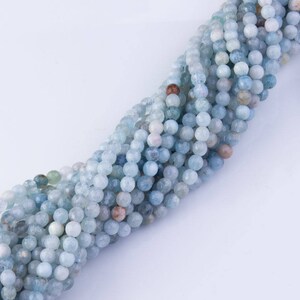 5.5-6mm Aquamarine Faceted Gemstone Beads, 16&quot; Inch Strand Length, Semi Precious Stones, Loose Beads, DIY Beads, Priced per Strand, AQ02