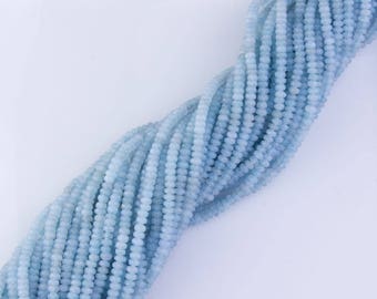 4mm Dyed Jade Light Blue Gemstone Beads, Facated, Roundel, Semi-Precious, Roundelle, Aqua, Beading Supplies, Priced per Strand, JAD01