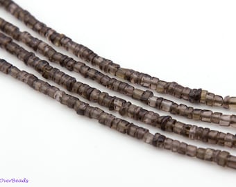 15.5" Full Strand SMOKEY TOPAZ  5mm, 7mm Flat Round Cylinder Beads, Gemstone Beads, GS003T