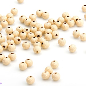 3mm, 4mm or 6mm 14K Gold Filled STARDUST SPARKLE Beads, Accent Beads, Satin Brush Beads, Glitter, Round, Made in the USA, High Quality OV56