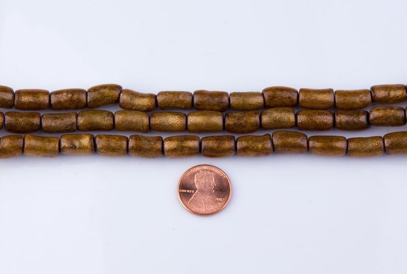 Naturliga svampkorallpärlor, cylinderformade, lösa pärlor, pärltillbehör, naturlig korall, gyllene pärlor, pris per sträng, GS01COR bild 3