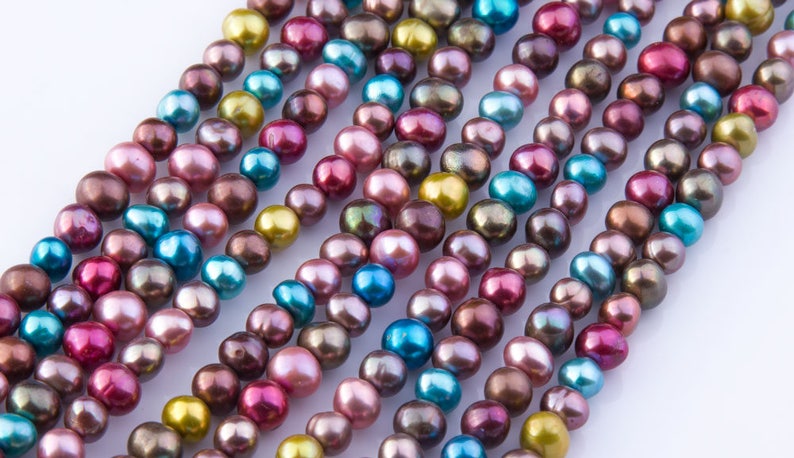 Priced per Strand 6mm Fall Multicolor Freshwater Potato Pearl Beads Mixed Color PRL114 Semi-Precious Beads 5mm Loose Pearls
