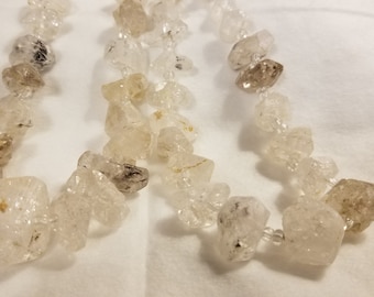 Herkimer Diamond Quartz Nugget Beads, Raw Rock, Gemstone Beads, Semi-Precious Stones, Priced per Strand, Beading Supplies, HERK10