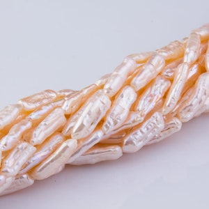 Peach Biwa Stick Freshwater Pearls, 16&quot; inch Strand, Loose Pearls, Natural Pearls, Full Strand, High Quality, Priced per Strand, PRL086