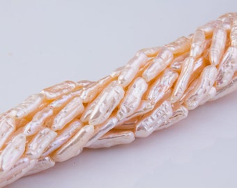 Peach Biwa Stick Freshwater Pearls, 16" inch Strand, Loose Pearls, Natural Pearls, Full Strand, High Quality, Priced per Strand, PRL086