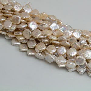 10mm to 11mm Diamond Shape Freshwater Coin Pearls, Coin Pearls, Loose Pearls, High Quality, Genuine Pearls, Priced per Strand, PRL173