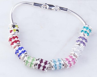 Swarovski Crystal Spacer Beads, Charm Beads, Sterling Silver, Beads for Bracelet, Large Hole Bead, European Bead, Priced per Piece, SSSB193