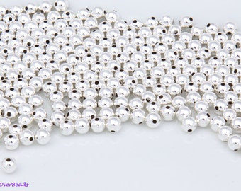 3MM - Sterling Silver.925/100, 500, 1000 or 2000pcs ,Round Spacer Beads, SEAMLESS, POLISHED, Made in the USA, High Quality OV16