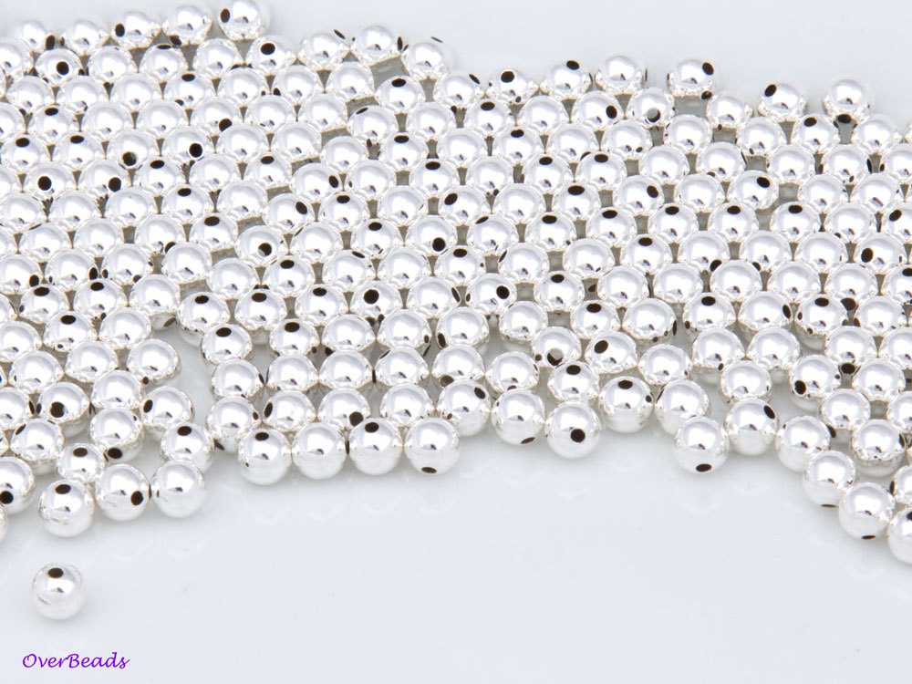 3MM - Sterling Silver.925/100, 500, 1000 or 2000pcs ,Round Spacer Beads, SEAMLESS, POLISHED, Made in the USA, High Quality OV16