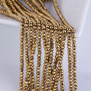 Goldplated Pyrite Rondell Faceted Beads, Rondelle Beads, Gold Plated, Onyx Bead Strand, Beads by Strand, Jewelry Making, Gemstone Beads,13on