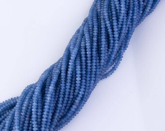 4mm Dyed Jade Medium Blue Gemstone Beads, Facated, Roundel, Semi-Precious, Roundelle, Aqua, Beading Supplies, Priced per Strand, JAD02