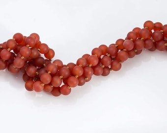 Carnelian 8mm 60", 38"  Round Beads, Necklace, Long Strand, Semi-Precious Beads, Knotted Stone Necklace,Carnelian Beads,Long Stone