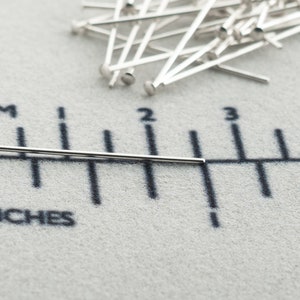 50 pcs- 1 inch 24GAUGE .020 Sterling Silver Head Pin, For Making Bead Dangles, Stones Dangles, Crystal Dangle, Gemstone Head Pin SF006B