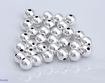 7MM - 25, 100, 200, 500, or 1000pcs .925 Sterling Silver Round Spacer Beads, SEAMLESS, POLISHED, Made in the USA, High Quality OV16