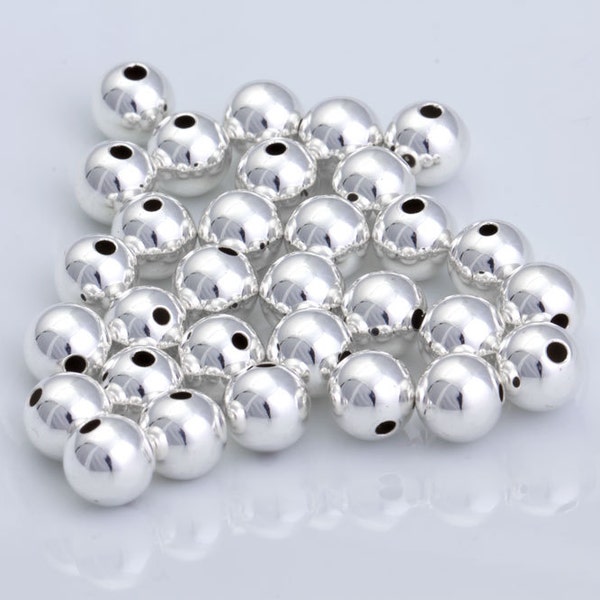 8MM - 25, 100, 500, or 1000pcs .925 Sterling Silver Round Spacer Beads, SEAMLESS, POLISHED, Made in the USA, High Quality OV16