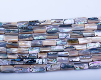 Abalone Rectangular Shell Beads, Organic Beads, Natural Shell Beads, Beading Supples, Sea Shell, Priced per Strand, SHE28