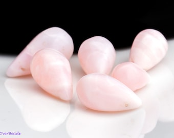 16 - 19mm 5pc PINK PERUVIAN OPAL Teardrop Beads, Top Drilled, Round Polished Smooth, Pendants, Opal, Teardrop Opal, Gemstone Beads, OV49