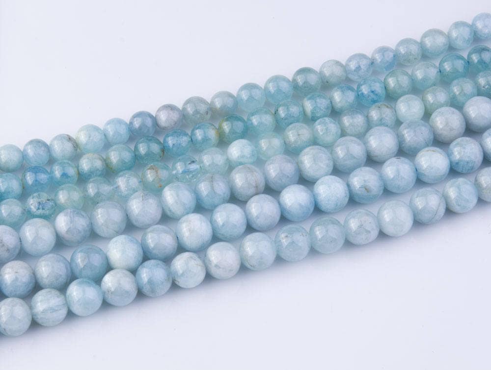 AQ02 5.5-6mm Aquamarine Faceted Gemstone Beads DIY Beads Loose Beads Semi Precious Stones Priced per Strand 16 Inch Strand Length