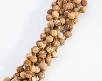 Picture Jasper 8mm 60", 38"  Round Beads, Necklace, Long Strand, Semi-Precious Beads, Knotted Stone Necklace, Long Stone Necklace,