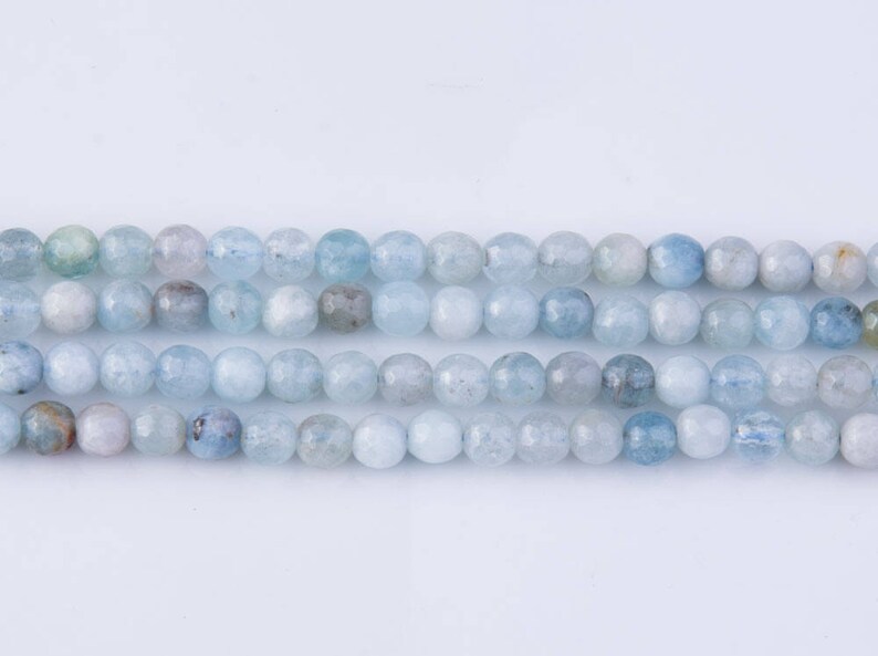 AQ02 5.5-6mm Aquamarine Faceted Gemstone Beads DIY Beads Loose Beads Semi Precious Stones Priced per Strand 16 Inch Strand Length